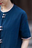Lena Linen Petal Collar Cheongsam Top