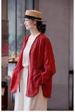 Cordelia Heroic Red Ramie Cheongsam Top