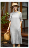 Eira Victory Gray A-Line Cheongsam Dress