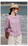 Poinsettia Light Taro Purple Ramie Cheongsam Top