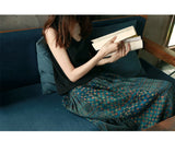 Cassiopeia Green Ramie Ethnic Print Cheongsam Skirt