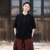 Pearl Linen Color Loose Cheongsam Top