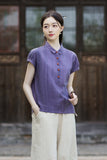 Cecilia Lapel Cotton Ramie Cheongsam Top