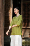 Bryony Linen Frog-Button Cheongsam Top