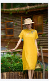 Wilhelmina Crabapple Yellow Ramie Cheongsam Dress