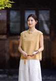 Fortune Linen Lilac Pink Cheongsam Top