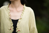 Philippa Loose Batwing Sleeve Ramie Cheongsam Coat