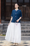 Lena Linen Petal Collar Cheongsam Top