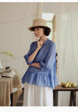 Magdalena Ramie Ruffled Hem Cheongsam Top