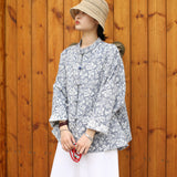 Fern Jacquard Floral Cotton-Linen Cheongsam Top