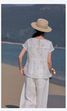 Nova Lace Embroidered Ramie Cheongsam Shirt