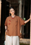 Arabella Linen Tencel Cheongsam Top