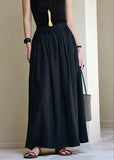 Vita Linen Black A-Line Cheongsam Skirt