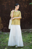 Nerissa Cotton-Ramie Tie-Dye Cheongsam Top
