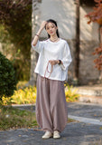 Regent Color-Block Raw Linen Cheongsam Top