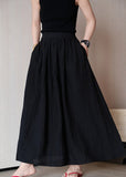 Vita Linen Black A-Line Cheongsam Skirt