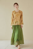 Marcella Hand-Painted Ramie Long Cheongsam Skirt