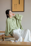 Undine Light Green Tie-Dye Cheongsam Cardigan