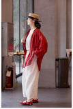 Cordelia Heroic Red Ramie Cheongsam Top