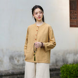 Pearl Linen Color Loose Cheongsam Top