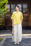 Rhiannon Tie-Dye Cotton-Linen Cheongsam Top