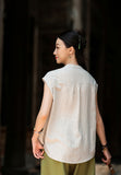 Georgiana Linen Mandarins Collar Cheongsam Top