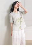 Kunzite Floral Print Polyester Cheongsam Top