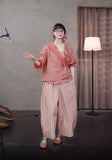 Ursula Tricolor Stripe Cotton Cheongsam Pants