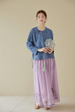 Marcella Hand-Painted Ramie Long Cheongsam Skirt