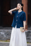 Lena Linen Petal Collar Cheongsam Top