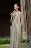 Willa Cotton-Linen Dirty Dye Cheongsam Dress