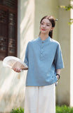 Taya Linen Cotton Modern Qipao Top