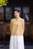 Fortune Linen Lilac Pink Cheongsam Top