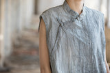 Zenaida Tie-Dye Ramie Cheongsam Top