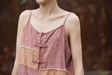 Patrician Linen Ramie Spliced Tie-Dye Tank Cheongsam Top