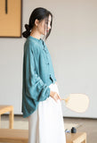 Undine Light Green Tie-Dye Cheongsam Cardigan