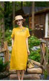 Wilhelmina Crabapple Yellow Ramie Cheongsam Dress