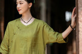 Bryony Linen Frog-Button Cheongsam Top