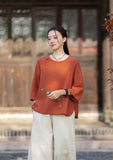 Regent Color-Block Raw Linen Cheongsam Top