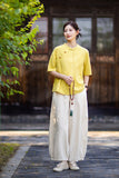 Rhiannon Tie-Dye Cotton-Linen Cheongsam Top