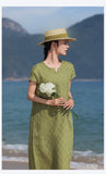 Bliss Green Plaid Linen Cheongsam Dress