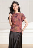 Scale Light Purple Pattern Silk Cheongsam Top