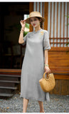 Eira Victory Gray A-Line Cheongsam Dress