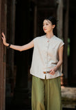 Georgiana Linen Mandarins Collar Cheongsam Top