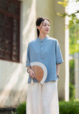 Taya Linen Cotton Modern Qipao Top