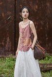 Patrician Linen Ramie Spliced Tie-Dye Tank Cheongsam Top