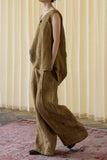 Federica Linen Dapple Brown Cheongsam Top