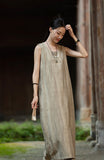 Willa Cotton-Linen Dirty Dye Cheongsam Dress