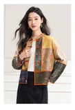 Yasmin Color-Block Polyester Short Cheongsam Coat