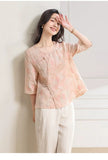 Sana Ramie Floral Cheongsam Top